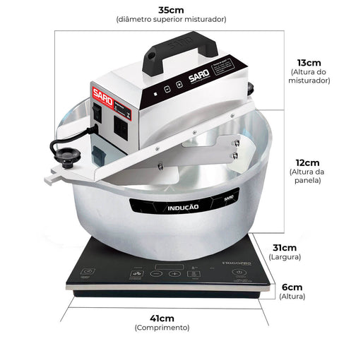 Misturador Elétrico de Massas e Doces 10L 127v com Fogão de Indução