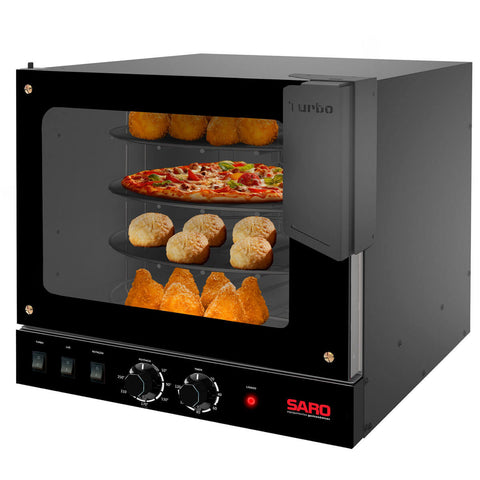 Forno de Pizza Pão de Queijo Turbo Rotativo 2 em 1 com 4 Esteiras 220V Saro