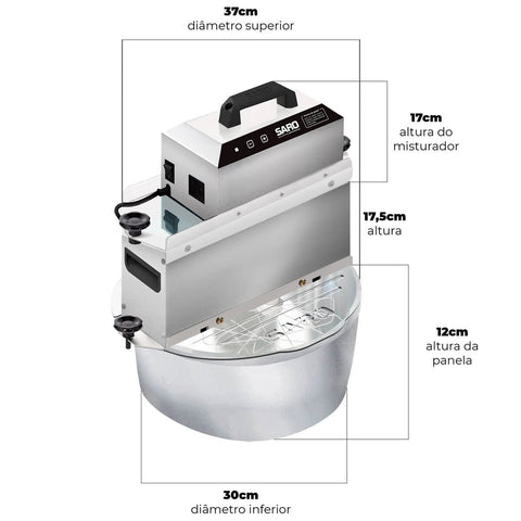 Batedeira Planetária e Misturador Elétrico com Tigela de 10 litros 2 em 1 Saro Bivolt