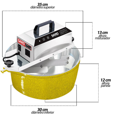 Panela Mexedora Elétrica 10 litros Bivolt 50/60 HZ Amarelo Saro