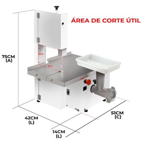 Serra Fita de Bancada Bivolt com Moedor de Carne Eletrico 1/3cv Saro