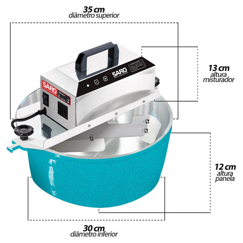 Panela Mexedora Elétrica Automática 10 litros Bivolt 50/60 HZ Azul Saro