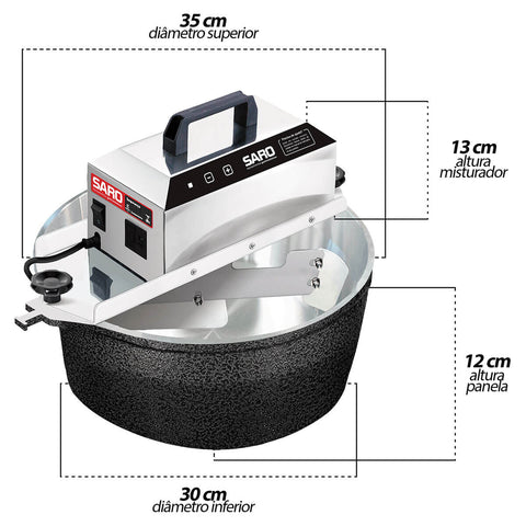 Panela Mexedora Elétrica Automática 10 litros Bivolt 50/60 HZ Preto Craquelado Saro