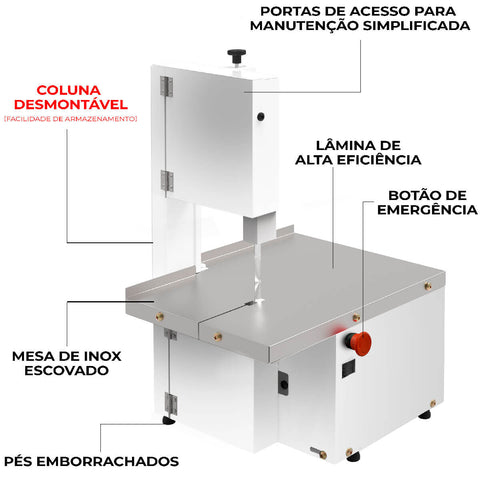 Serra Fita de Bancada para Carne Bivolt Lâmina de Serra Saro 1/3cv Açougue