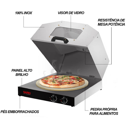 Assador de Pizza Compacto Italiano Forno Elétrico 220V Saro de Bancada FC22