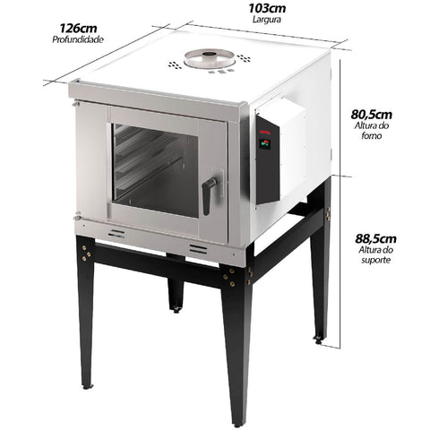 Forno Industrial a Gás com 5 Esteiras Assador Turbo GLP Saro Forno de Padaria FTI5GLP