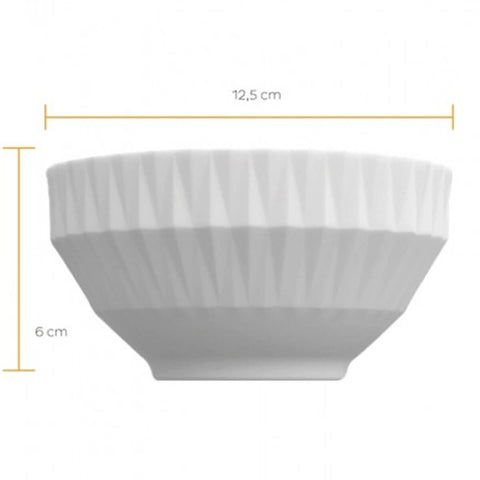 Kit 20 Tigelas Cereal Porcelana Bowl Diamante 400ml 12,5cm Germer Branca Pequenas