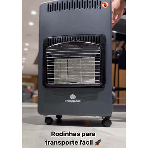 Aquecedor de Ambiente a Gás Portátil PRAM03 Preto Progás P13 Baixa Pressão 76x15x71cm