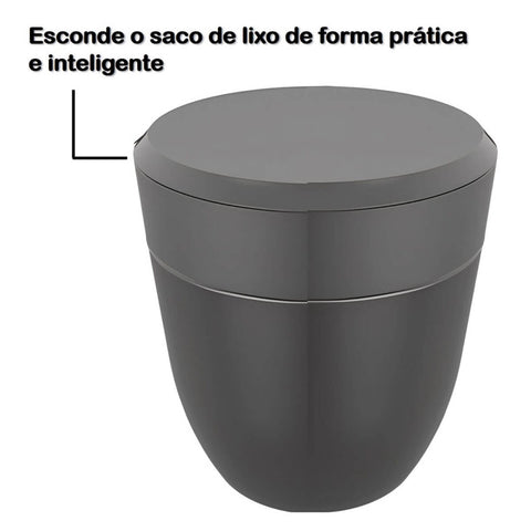 Lixeira para Pia Cozinha 2,5L Crippa Redonda com Aro Interno Pequena Cinza Tornado