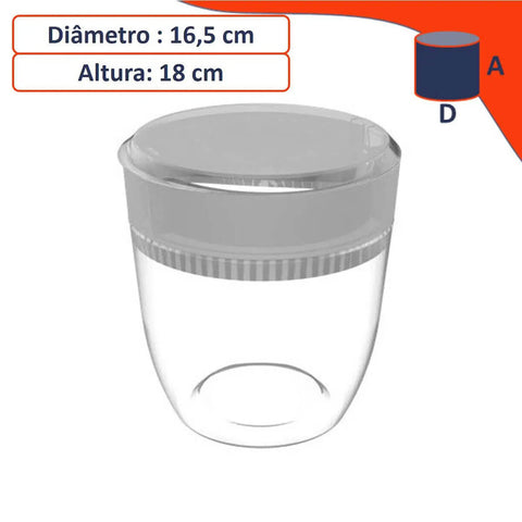 Lixeira para Cozinha Pia 2,5L Crippa Pequena Redonda com Aro Interno Transparente