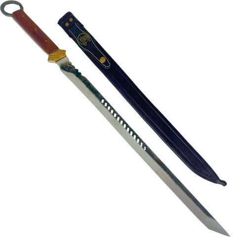 Espada Estilo Katana Samurai Artesanal 18' Adaga Carbono Bainha Couro Full Tang Brut Forge