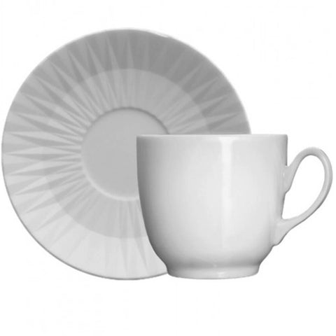 Xícara 75ml Para Café Diamante Com Pires Porcelana Germer Branca Cafezinho Expresso