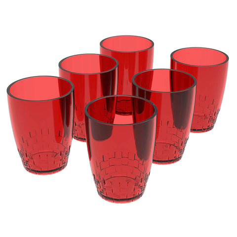 Conjunto 6 Copos Crippa 300ml Plástico Vermelho Água Suco Refrigerante Escolar Lanche