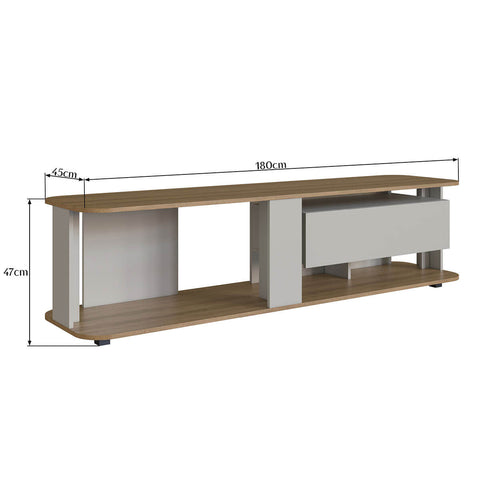 Rack Baixo Tv 65" 180x45x47cm Gaveta Iluminação Led Cor Arenas Mel Estante Móvel