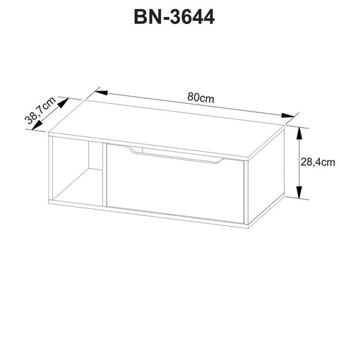 Balcão Amêndoa com Branco para Banheiro com 1 Porta e Nicho BN3644 80cm Tecnomobili