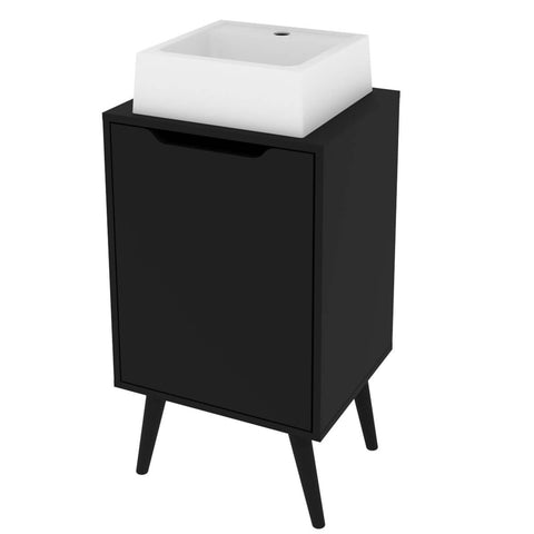 Armário Gabinete para Banheiro 45cm Sem Cuba Preto com Porta BN3641 Tecnomobili Pés Palito Retrô