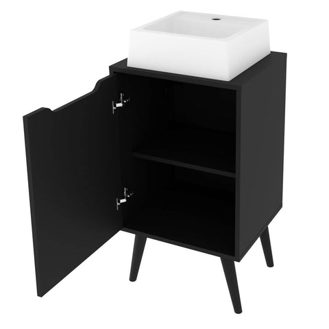 Armário Gabinete para Banheiro 45cm Sem Cuba Preto com Porta BN3641 Tecnomobili Pés Palito Retrô