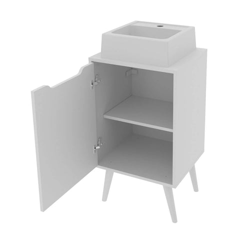 Gabinete Branco 45cm para Banheiro Lavabo com 1 Porta BN3641 Tecnomobili Sem Cuba