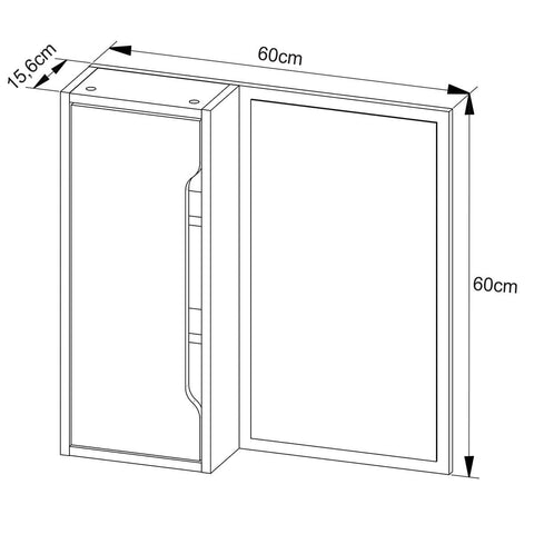 Balcão Espelheira 60x60cm com Porta para Banheiro Mármore Branco BN3648 Tecnomobili