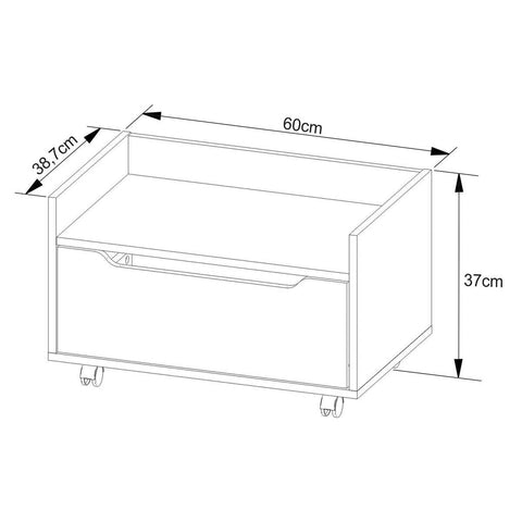 Balcão Gabinete com Gaveta e Rodízio para Banheiro 60cm Mármore Branco BN3647 Tecnomobili