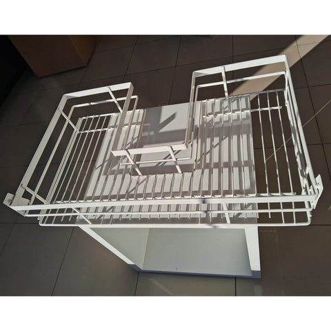 Gaveta Piatina 77cm Aramada Deslizante com Sifão Pia Aço Pintado Branco Panelas Travessas Piva