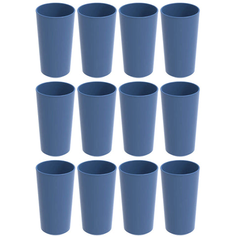 Conjunto 12 Copos Altos de Plástico 500ml Refeitório Escola Crippa Azul Madrugada