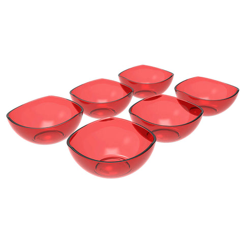 Conjunto 6 Potes de Sobremesa 265ml Trio Crippa Plástico Vermelho Tigelas Pote para Doces