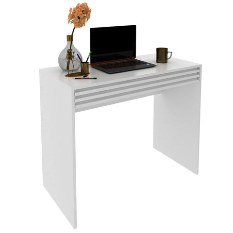 Mesa Escrivaninha para Quarto com Gaveta 90cm Branco ME4173 Tecnomobili Home Office Notebook