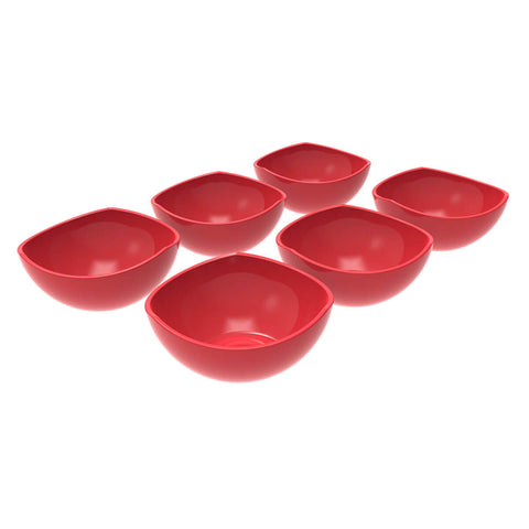 Conjunto 6 Potes de Sobremesa Doces 265ml Plástico Trio Crippa Vermelho