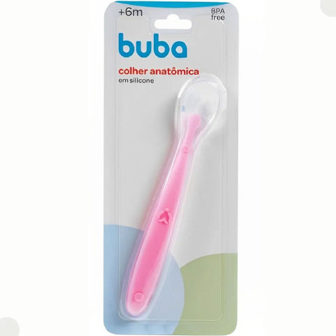 Colher Anatómica Silicone para Desenvolvimento do Bebe Buba Talher Infantil Rosa