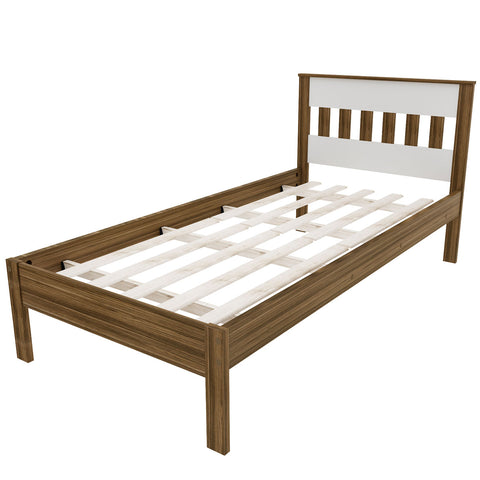 Cama de Solteiro Nogal Branco 96,7x196x92cm MDP Tecnomobili CM8006 até 130kg