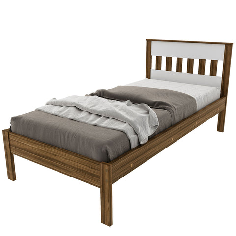 Cama de Solteiro Nogal Branco 96,7x196x92cm MDP Tecnomobili CM8006 até 130kg