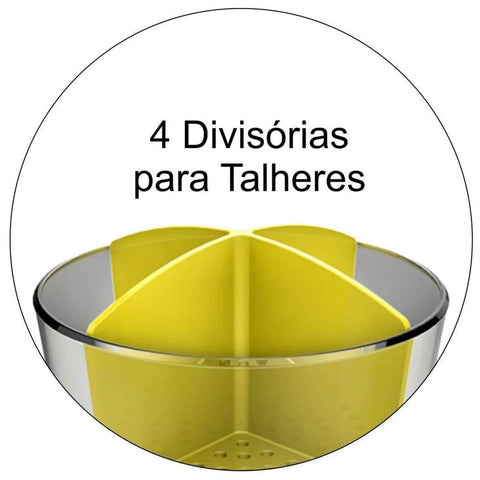 Escorredor de Talheres Amarelo Crippa Garfo Faca Colher Separador Pia Bancada