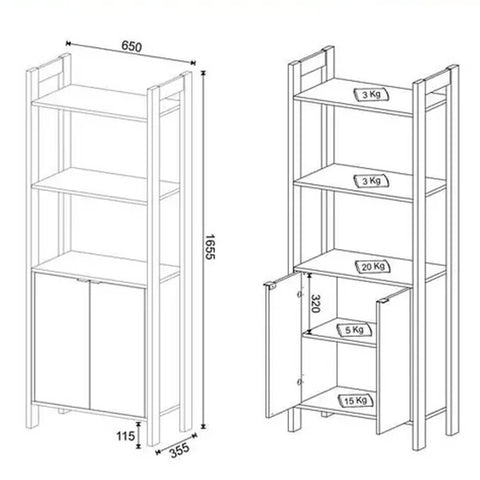 Estante Livros Multiuso 35,5x65x165,5cm 2 Portas Prateleira Amêndoa Branco Tecnomobili AZ1009