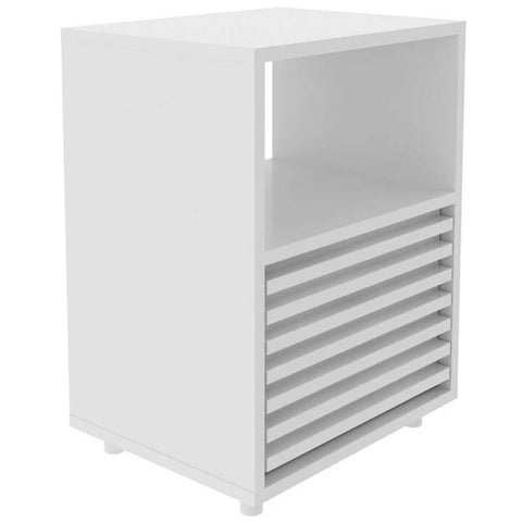 Mesa de Cabeceira 38x30x51,4cm Gaveta Ripada Nicho Branco CM8042 Tecnomobili