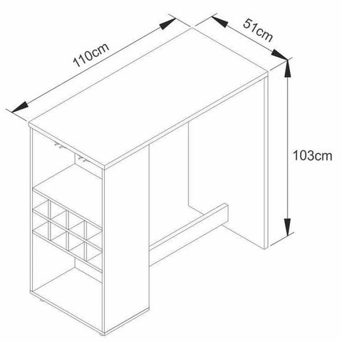 Bancada de Cozinha Adega Porta Taças 51x110x103cm Branca Amêndoa AD5003 Tecnomobili