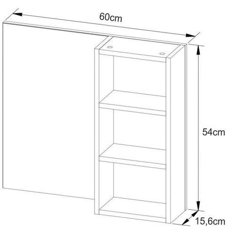 Armário com Espelho 15,5x60x54cm Suspenso Banheiro 60cm Nichos Mármore Branco BN3609