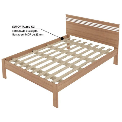 Cama de Casal 195x148,5x93cm MDP Amêndoa Tecnomobili CM8009 Quarto