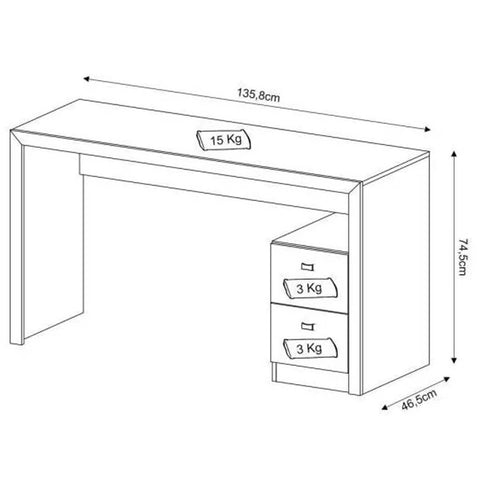 Escrivaninha Mesa para Computador Escritório 135,8cm com 2 gavetas Rústico ME4130 Rústico Tecnomobili