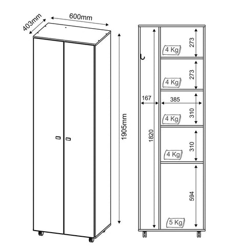 Armário para Lavanderia Multiuso com 2 Portas e 6 Nichos Branco AM3101 Tecnomobili