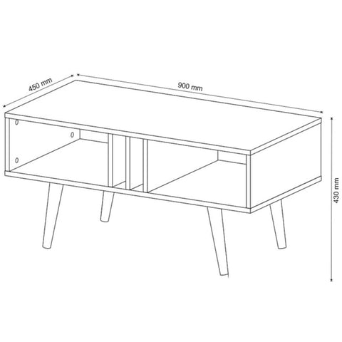 Mesa de Centro para Sala de Estar com 2 Nichos 90cm Amêndoa MC2226 Tecnomobili