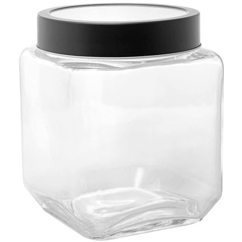 Pote de Vidro 1,2L para Mantimentos com Tampa Metal e Acrílico Preta Gastro Lyor Quadrado