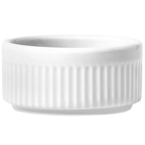 Ramekin Porcelana 180ml Canelado Médio Branco Germer Tigela Mesa Posta