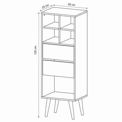 Estante Alta Natural Amêndoa Off White para Sala com 2 Gavetas E1716 Tecnomobili Livreiro