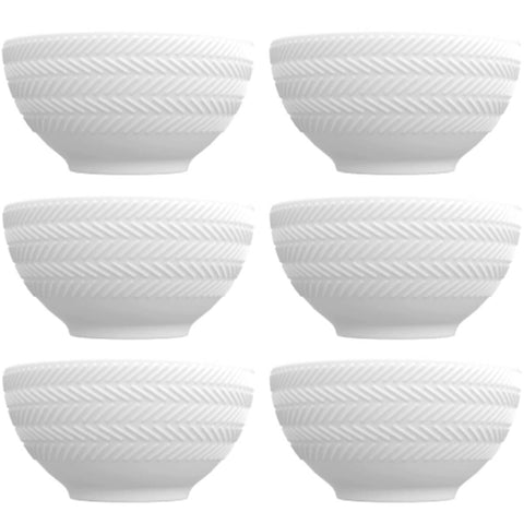 Jogo 6 Bowls Tigelas Porcelana 400ml Chevron Germer Branca Sobremesas Frutas Sopas