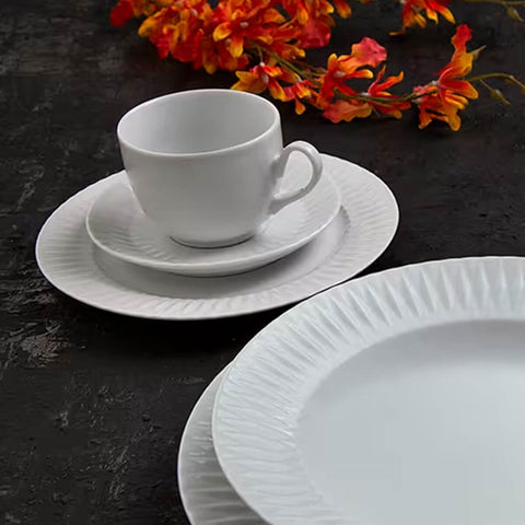 Prato para Sobremesa em Porcelana Diamante Germer 20,5cm Branco Mesa Posta