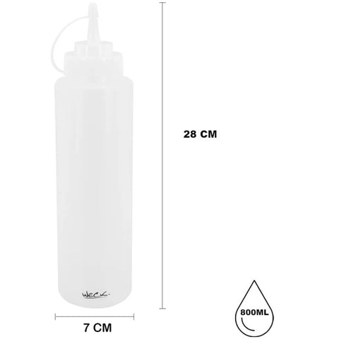 Kit 12 Bisnagas Graduadas Flexíveis 800ml Mixologista Caldas Drinks Transparente