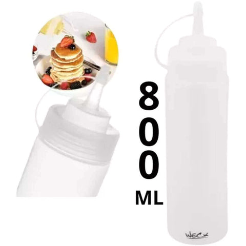 Kit 12 Bisnagas Graduadas Flexíveis 800ml Mixologista Caldas Drinks Transparente