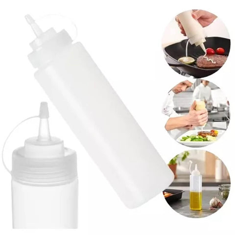 Kit 12 Bisnagas Graduadas Flexíveis 800ml Mixologista Caldas Drinks Transparente