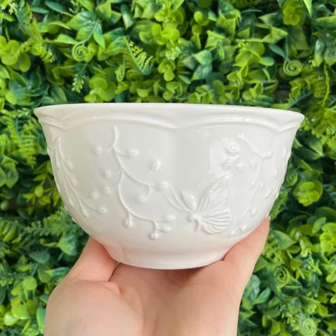 10 Cumbucas Butterfly Flower 500ml Porcelana Branca Tigela Bowl Lyor Buffet